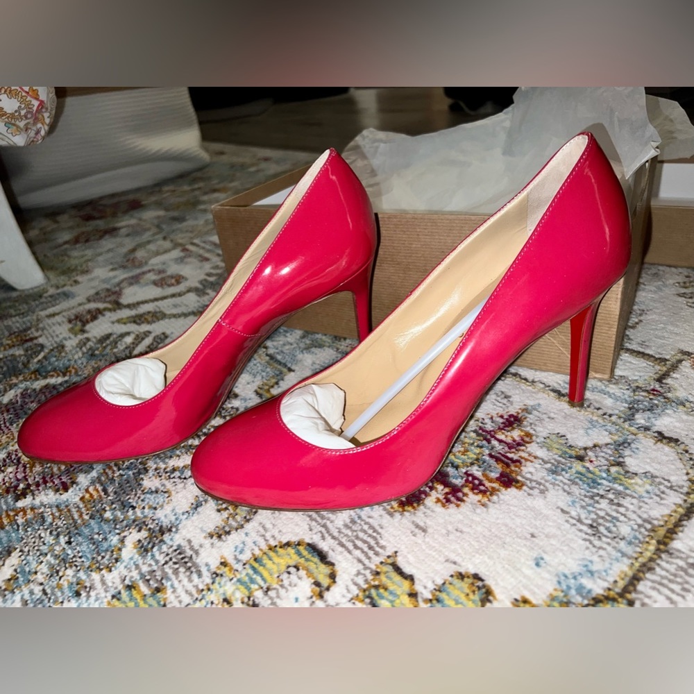 Fuscia/Berry Christian Louboutin Pumppie 85mm Leather Heels - Size 40